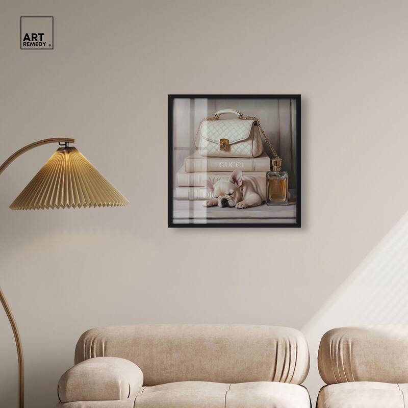 Ivory Books and Frenchie Shadowbox by Art Remedy