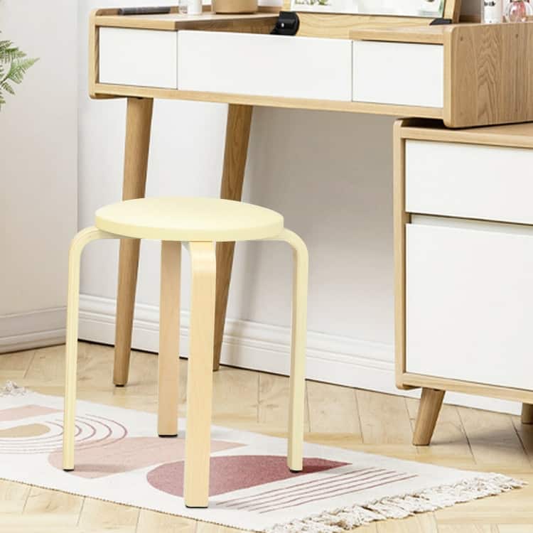 Set of 4 Bentwood Round Stool Stackable Dining Chair with Padded Seat - 15" x 15" x 18.5" (L x W x H)