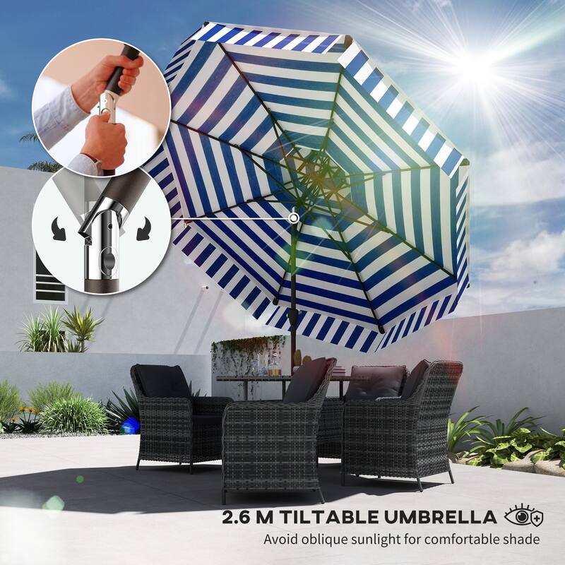 8.6 ft Outdoor Patio Umbrella for Garden Deck or Patio with Easy Hand Crank and Stable Design - 103.5"Dia x 98.8"H