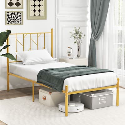 Gymax Twin Size Platform Bed Frame Heavy-duty Metal Bed Frame w/Sturdy