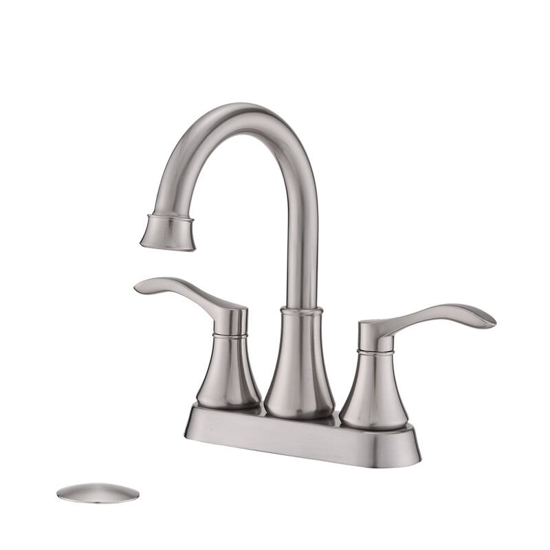 2 Handle 360 Degree Swivel Bathroom Sink Faucet with Pop Up Drain and No Drip Ceramic Valve Core, Rust Resistant