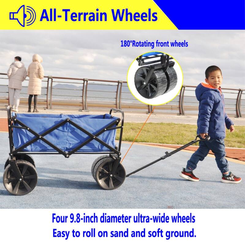Foldable Garden Utility Cart with 360° Rotating Wheels, Supports 150 lbs