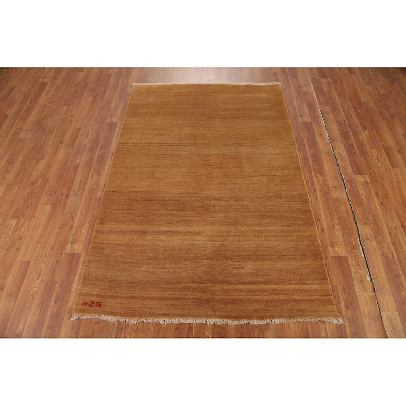 Gold Gabbeh Oriental Rug Handmade Wool Carpet - 3'10"x 5'9"