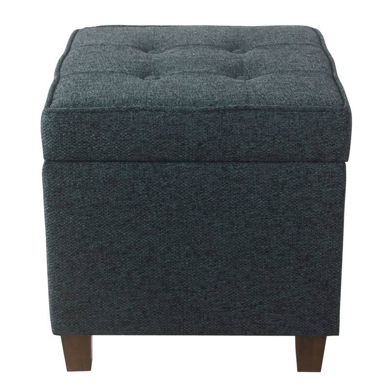 Square Tufted Storage Ottoman - Textured Navy