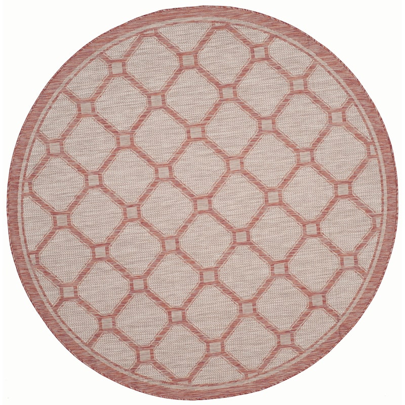 SAFAVIEH Courtyard Lydie Indoor/ Outdoor Waterproof Patio Backyard Rug - 6'7" Round