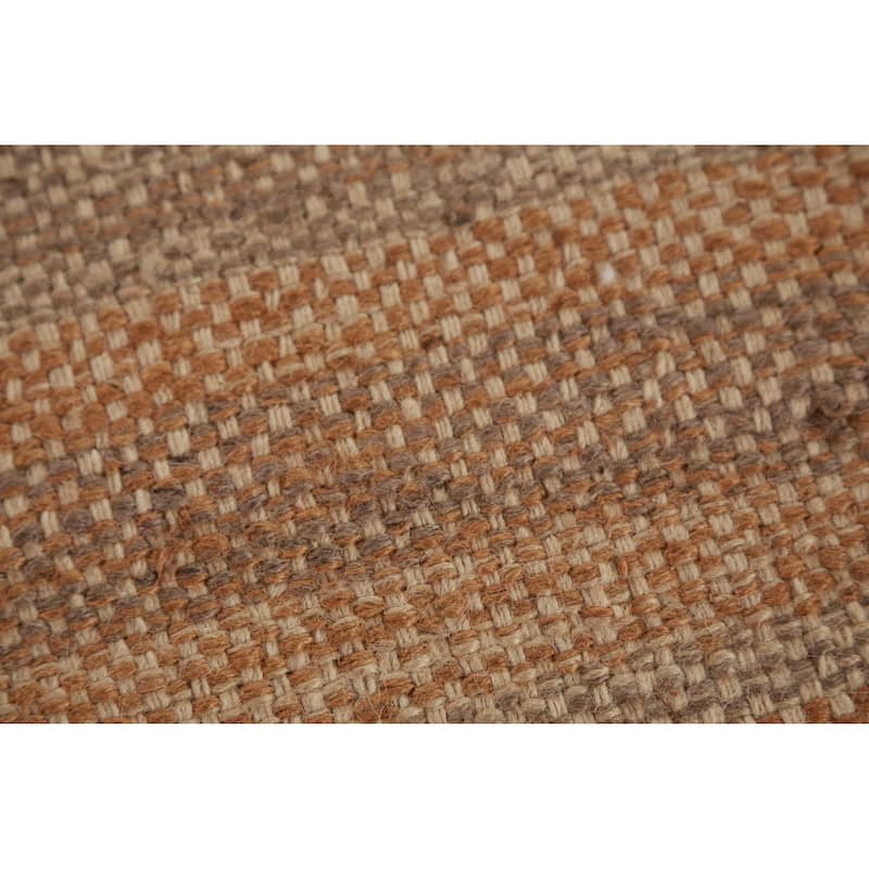 Hand Woven Oriental 100% Jute Carpet Southwestern Modern Brown Kilim Area Rug - 9' 9'' X 8' 8''
