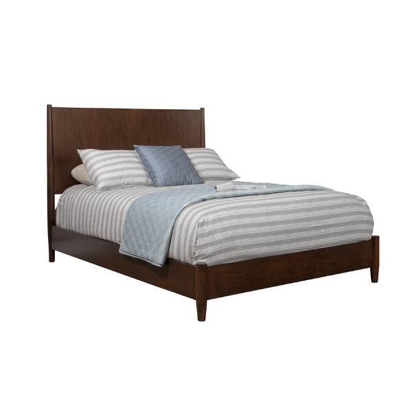 slide 2 of 5, Full Platform Bed with Panel Headboard, Walnut Brown