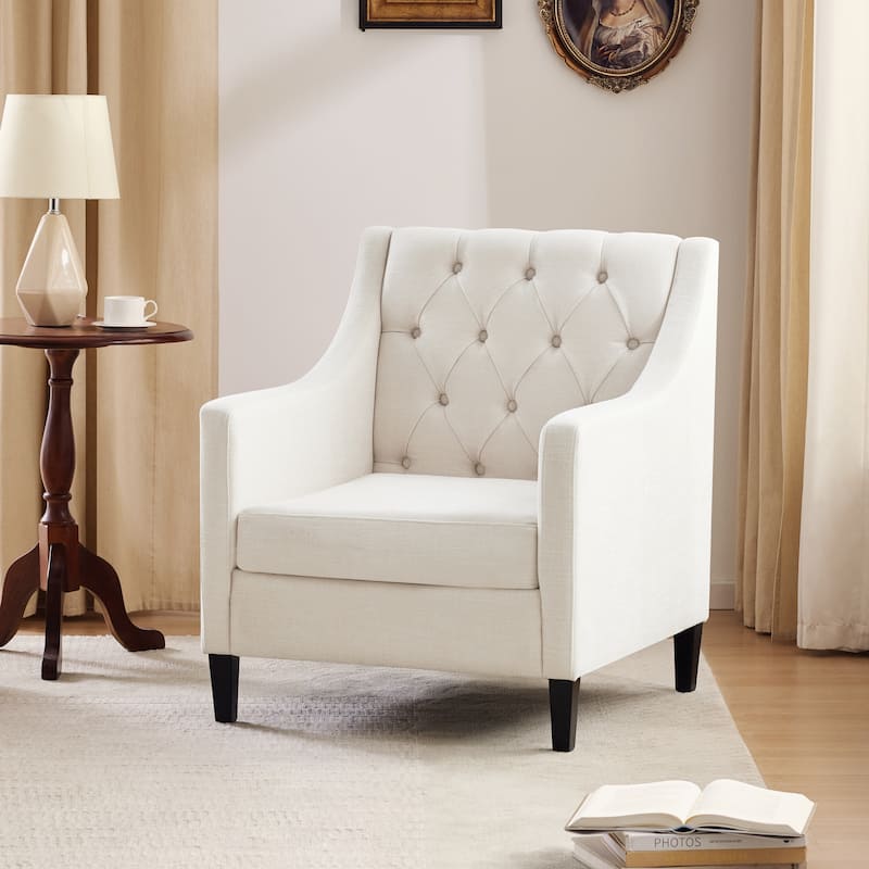 HUIMO Arm Chair Comfy Club Chair with Pillow Beige/ Dark Teal/ Blue - Beige