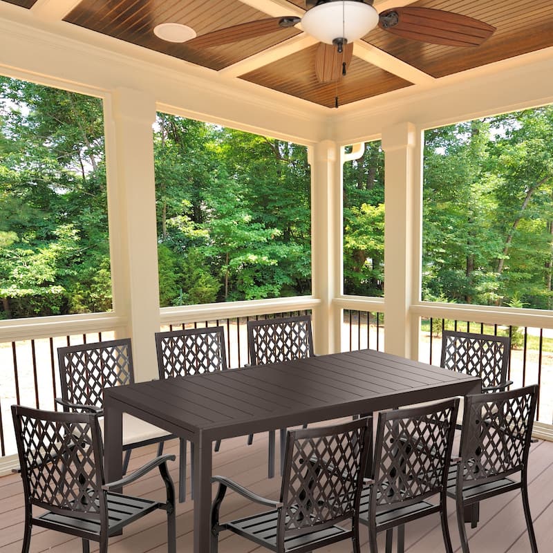 Aoodor Outdoor Patio Metal Stackable Dining Chairs 2-Piece Set with Curved Armrests and Strapped Seat Cushions