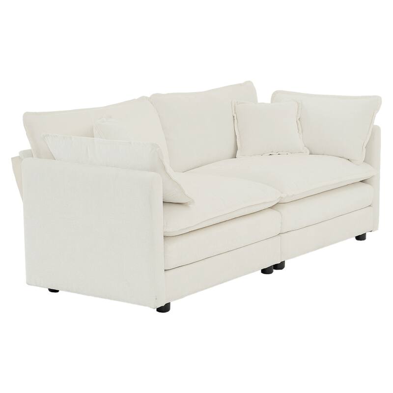 3-Piece Chenille Living Room Sofa Set (Loveseat + Accent Chair) with Solid Wood Frame & Plush Cushions