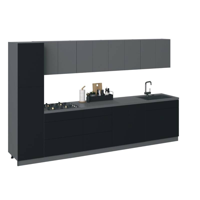 Kitchen Elegant Collection Black Color Base Size 11Ft Wide - 135x24 - Silver