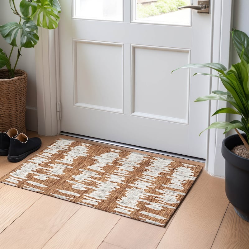 Machine Washable Indoor/ Outdoor Chantille Abstract Contemporary Rug