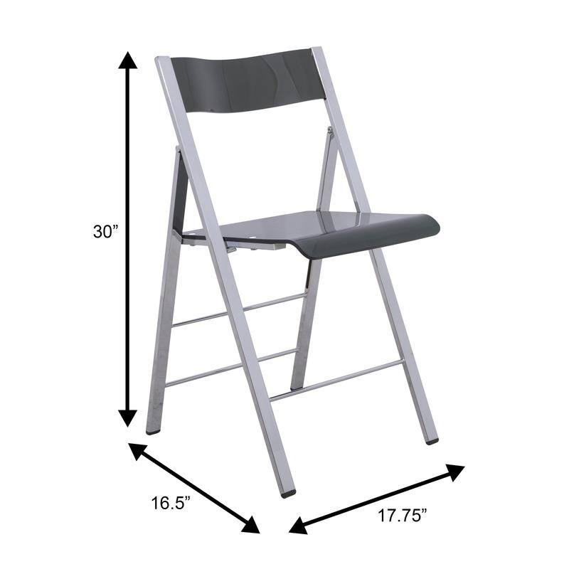 Menno Modern Acrylic Folding Dining Chairs with Stainless Steel Frames and Rubber Pads (Set of 2)