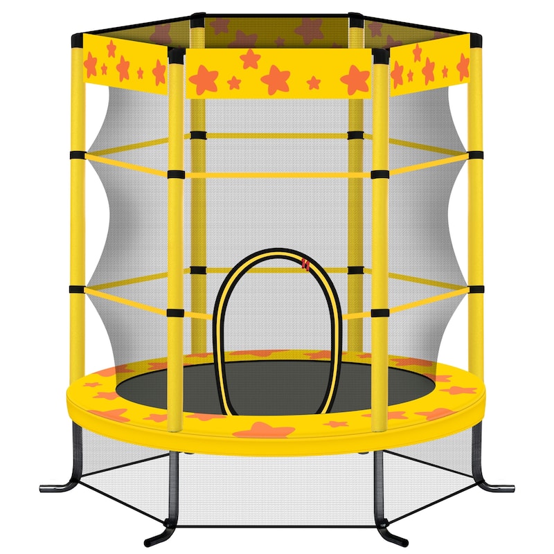 55 Inch Kids Trampoline with Safety Enclosure Net, 4.5FT Outdoor Indoor Trampoline for Kids (Yellow) - Kids