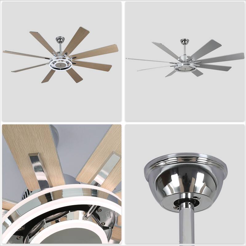 Bella Depot 72" Modern Large Ceiling Fan 6-speed Reversible with Dimmable Light and Remote for Family Room