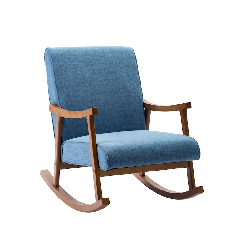 Porthos Home Hayes Fabric Rocking Accent Chair with Rubberwood Legs - Blue