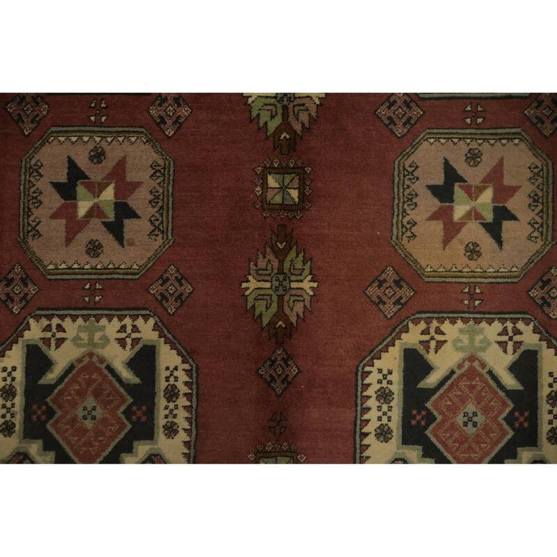 Hand Knotted Oriental 100% Wool Carpet Traditional Geometric Oranges & Rust Balouch Area Rug - 9' 9'' X 6' 7''