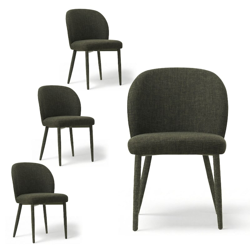 Fully Upholstered Textured Fabric Dining Chairs with Fabric-Wrapped Legs (Set of 4)