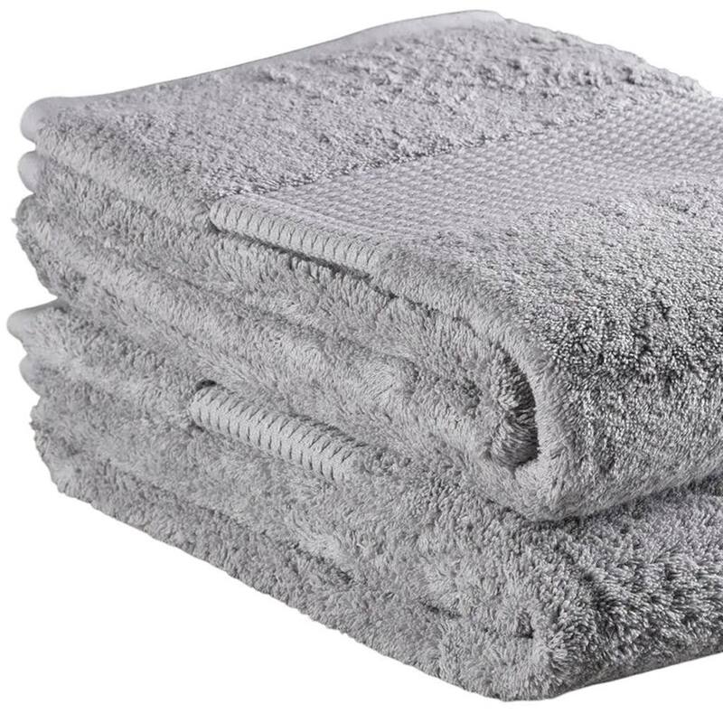 HomeRoots Set of Two Light Gray Cotton 30" X 54" Quick Dry Terry Cloth Bath Towels - 54.00' X '30.00' X '1.00