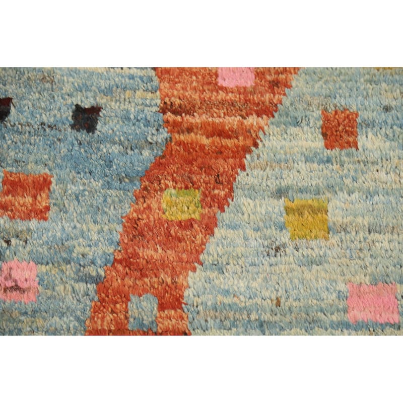 Geometric Moroccan Area Rug Handmade Tribal Wool Carpet - 6'7" x 9'7"