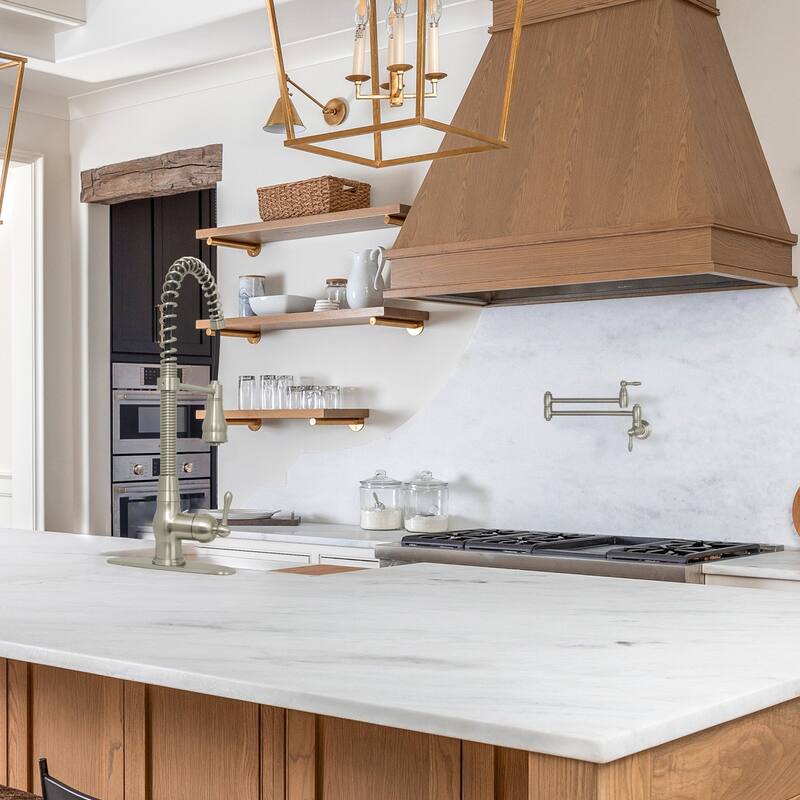 Pre-Rinse Spring Kitchen Faucet, Single Level with Pull Down Sprayer