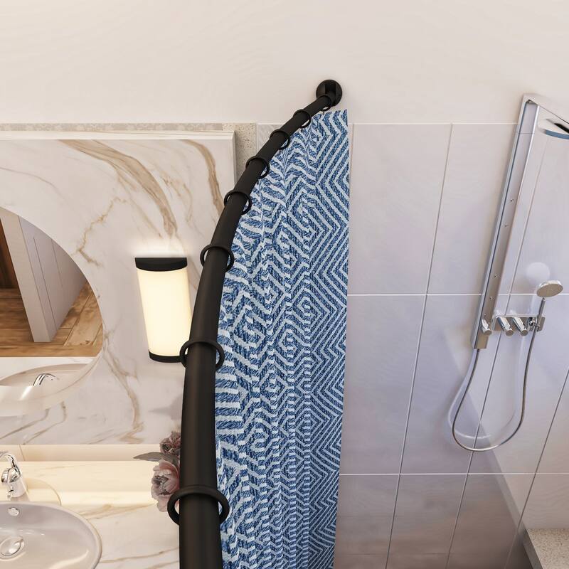 Design House Adjustable Curved Shower Rod Matte Black Shower Curtain Rod - 44-Inch to 66-Inch - 44-Inch to 66-Inch