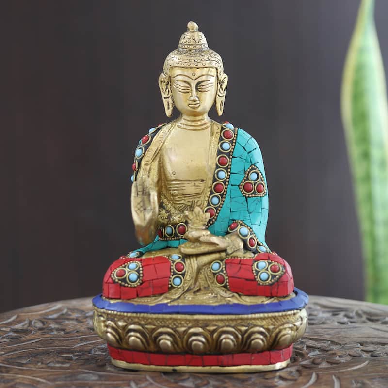 Novica Handmade Spiritual Wealth Beaded Brass Sculpture (Medium)