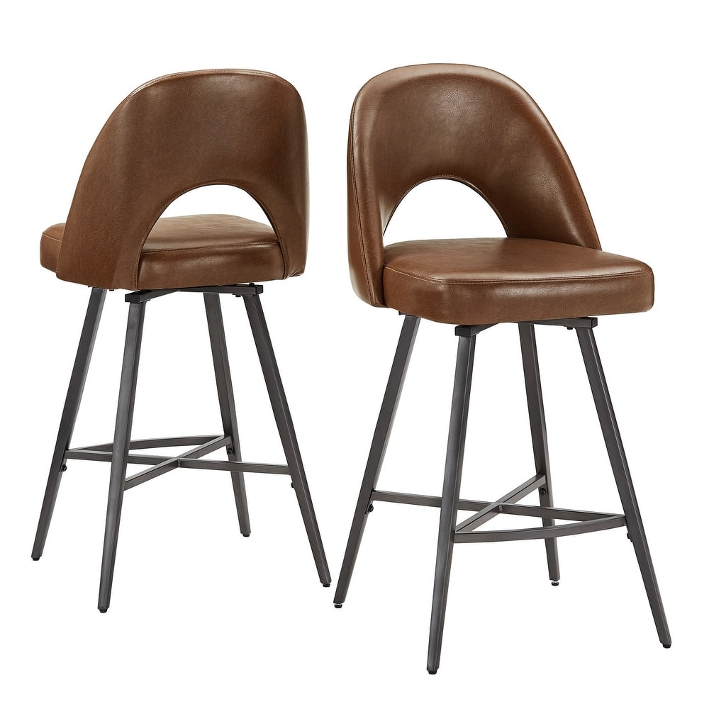 Presley Metal Fabric Swivel Bar Stools (Set of 2) by iNSPIRE Q Modern