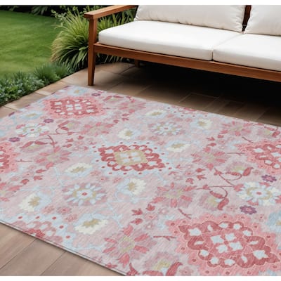 HomeRoots Oriental Traditional Rectangle Outdoor Rug