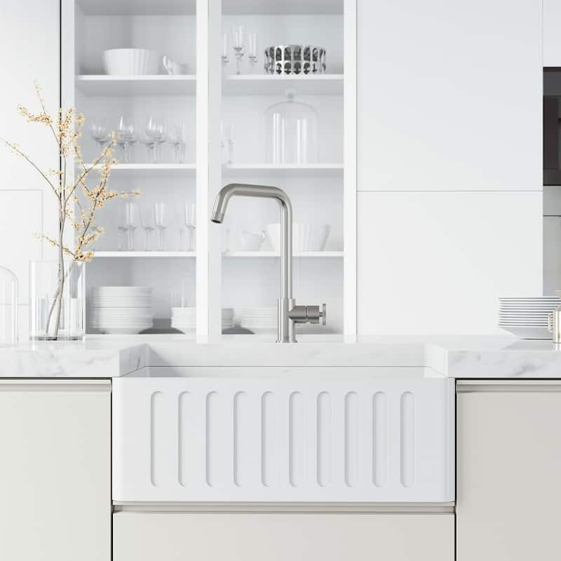 VIGO Cass Industrial 14" H Single Handle Kitchen Bar Faucet