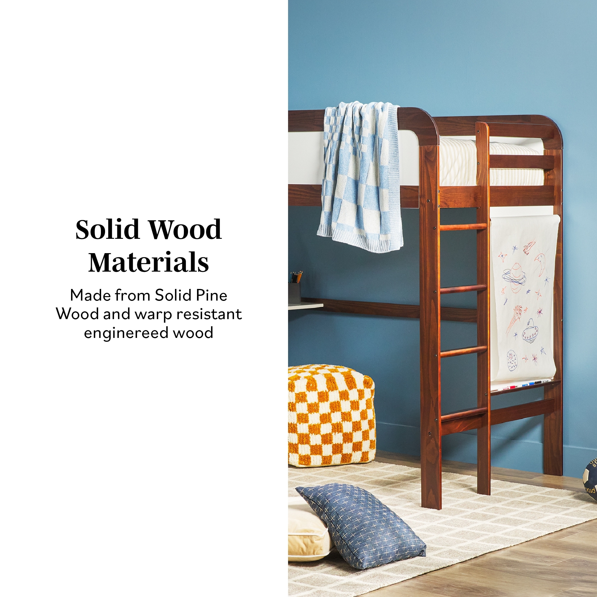 Walker Edison Twin Loft Bed with Desk - Overstock - 42529303