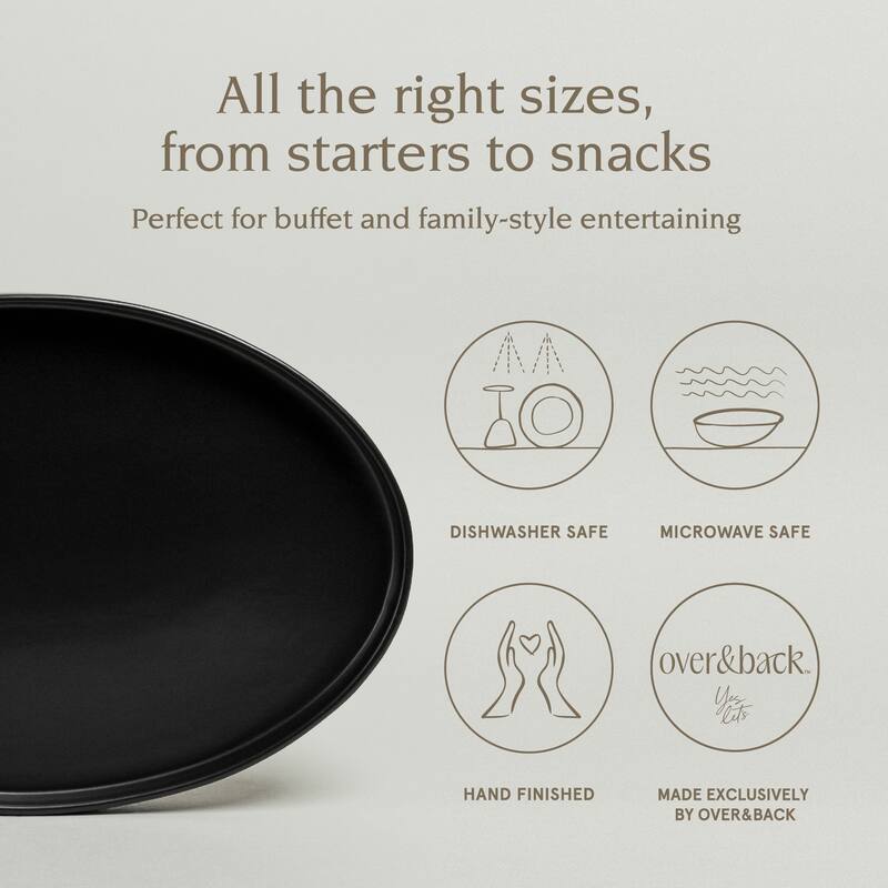 over&back Stackable Semi-Matte Stoneware Oval Serving Platter