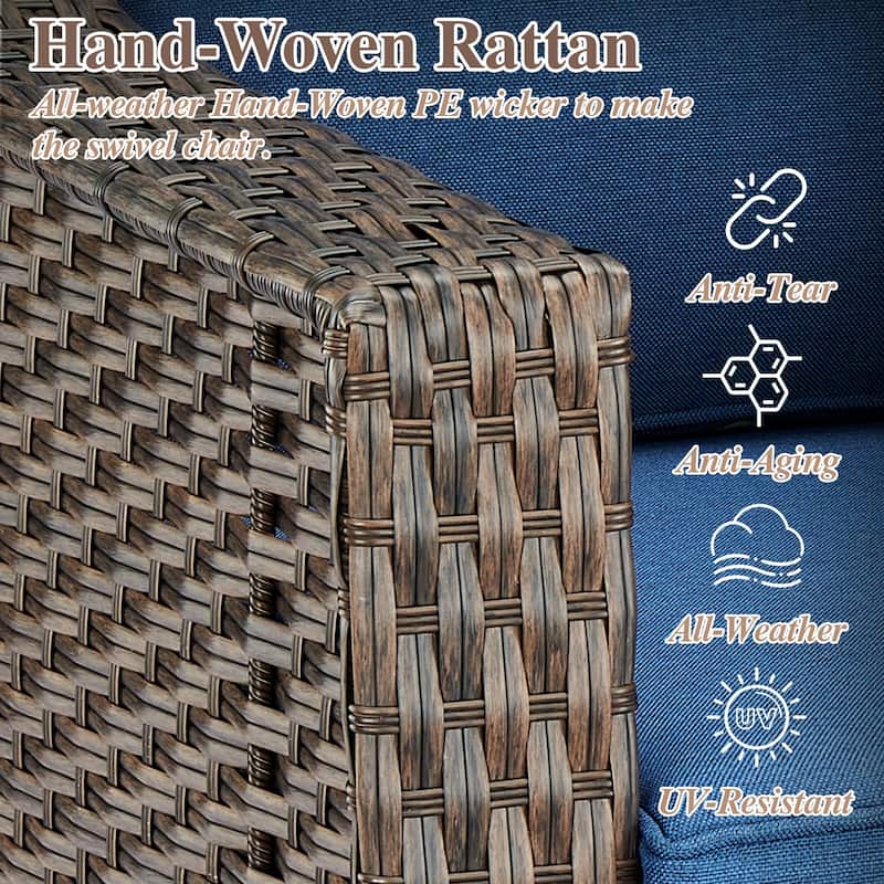 Patio Wicker Chair, 360° Swivel Outdoor Rattan Chair