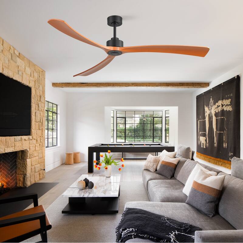 72" Large Modern ABS 3-Blade Ceiling Fan No Light with Remote