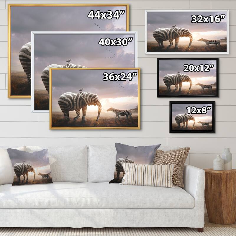 Designart "Surreal African Elephant Wearing" Modern Framed Canvas Wall