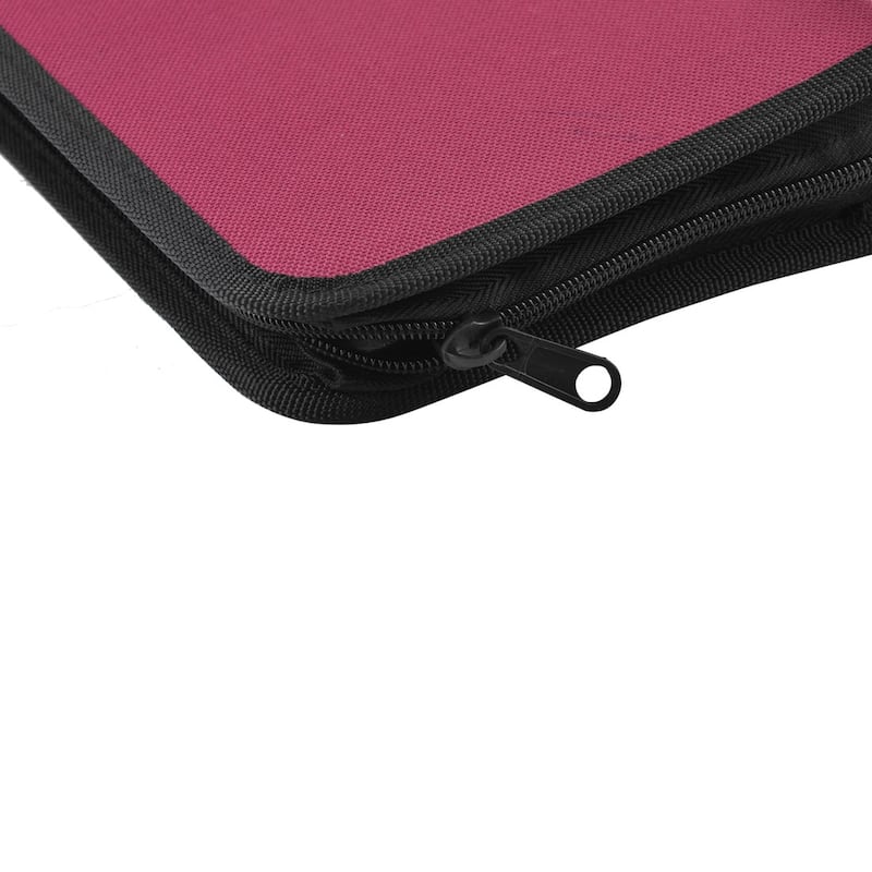 Nylon Closure Double Sided 80 Capacity CD Bag Holder for Car Red - Black,Red - 11.5" x 6" x 1.8"(L*W*T)