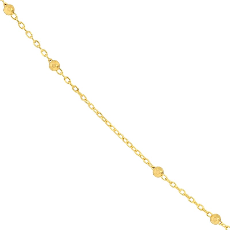 Curata 14k Yellow Gold 1.7mm Faceted Bead Saturn Chain Necklace (Lobster)
