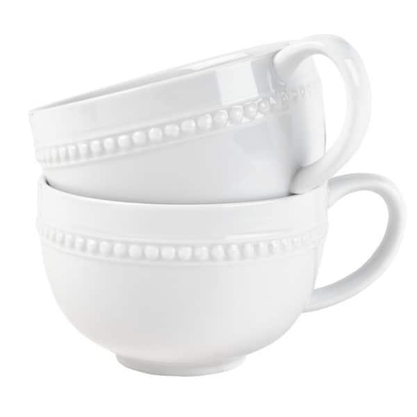slide 2 of 7, Everyday White Set of 2 Beaded Coupe Mug, 18 Oz