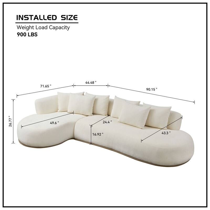 134.63" Oversize Cloud Sectional Couch with L-Shape Chaise, Modern Upholstered Sofa with Deep Seat for Living Room