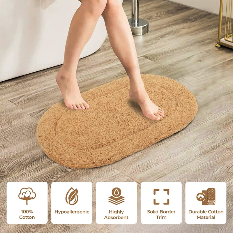Superior Cotton Non-slip Oval Bath Rug - (Set of 2) - On Sale ...