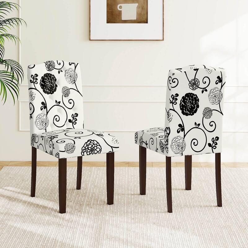 Costway Wooden Dining Chair Set of 2 with Rubber Wood Legs Padded Seat - See Details