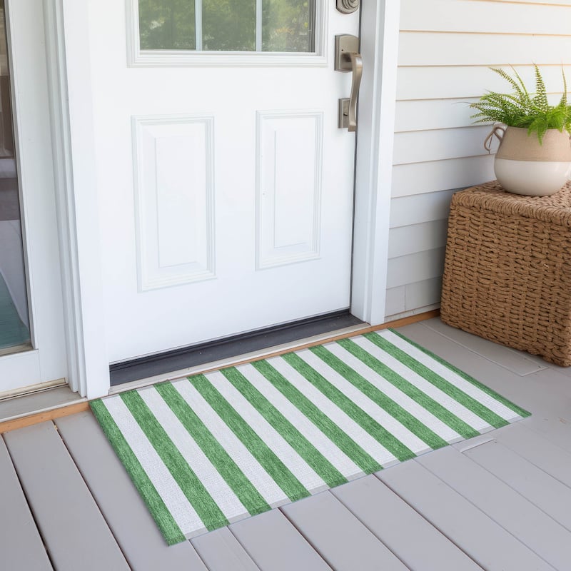 Jalu Stripe Weather Resistant Versatile Elegance Outdoor Rug