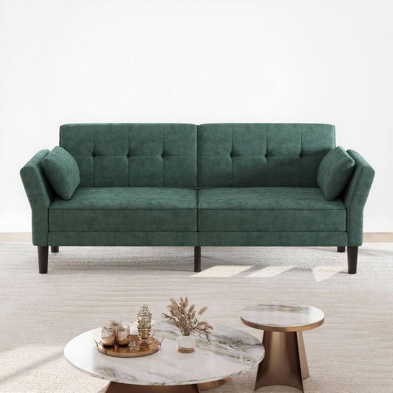 89" Futon Sofa Bed, with Adjustable Backrest & Armrest