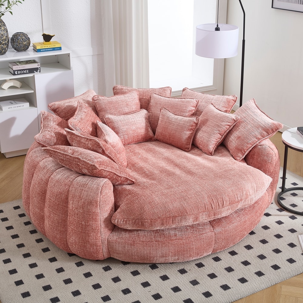 Comfortable Oversized Double Loaf High Back Round Sofa Bed with Armrests.