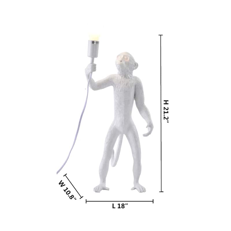 1-Light White Standing Resin Monkey Table Lamp