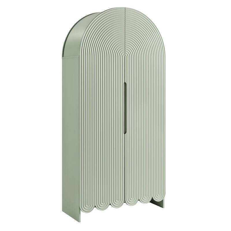 Dahlia 78 Inch Fluted and Scalloped Arched Storage Cabinet