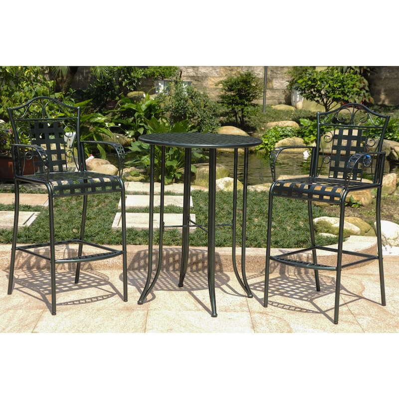 Mandalay 3-Piece Outdoor Iron Bar Bistro Set (Set of 3)