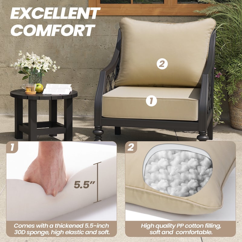24"x 24" Outdoor Premium Deep Seat Sunbrella Cushion Set Chair Cushion