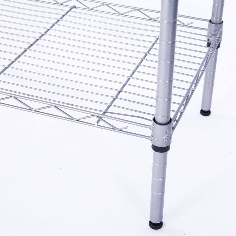 Rectangle Carbon Steel Metal Assembly 5-Shelf Storage Rack Silver