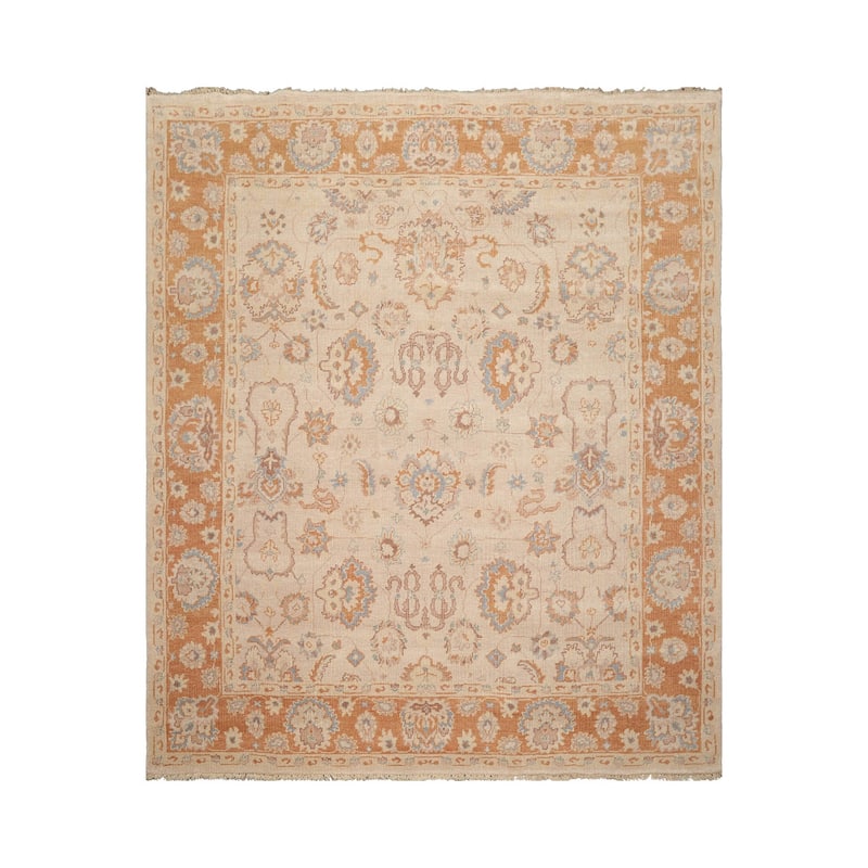 LoomBloom 8'2''x9'9" Traditional Oushak Wool Oriental Area Rug in Tan - 8' 2'' x 9' 9''